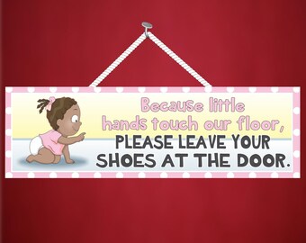 Cute Baby Remove Your Shoes Sign With Crawling | Etsy