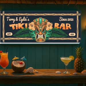 Personalized Tiki Bar Sign: Custom Bamboo Luau Decor