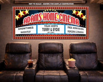 Personalized Home Cinema Sign: Custom Movie Theater Marquee Wall Art