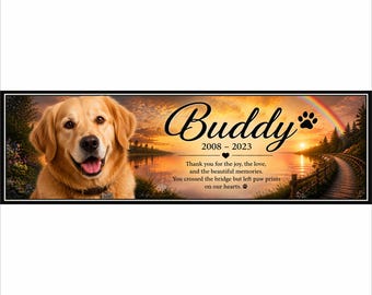 Personalized Dog Memorial Sign: Custom Photo Rainbow Bridge Gift for Dog Loss