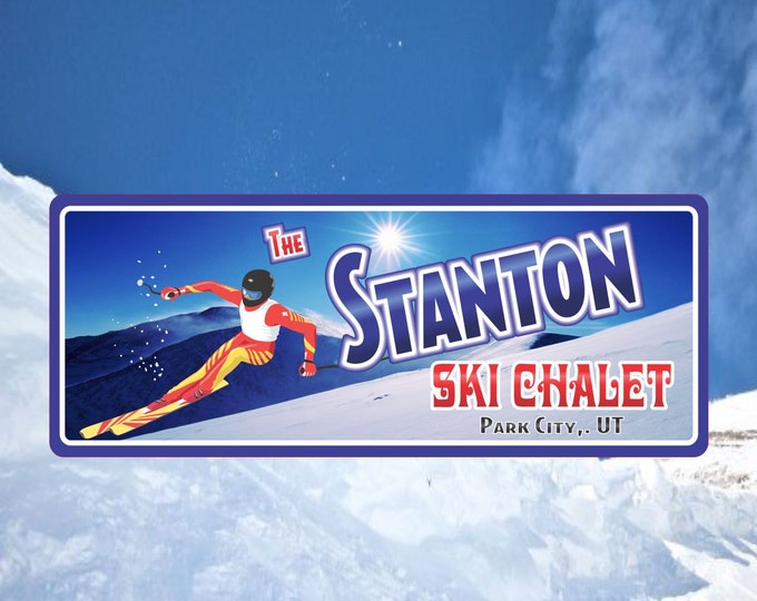 Custom Ski Sign | Skier Sign | Skier Décor Sign | Ski Lodge Sign | Skiing Gift | Ski Trail Sign | Lake House Sign | Ski Cabin Address Sign