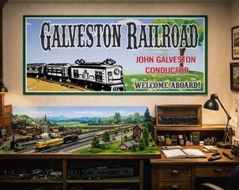 Personalized Railroad Sign - Vintage Style Train Room Decor