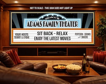Letrero personalizado para cine en casa: Decoración personalizada para sala de cine