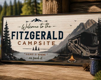 Letrero personalizado para camping: Decoración personalizada para caravanas y campings, Arte de pared para campings familiares
