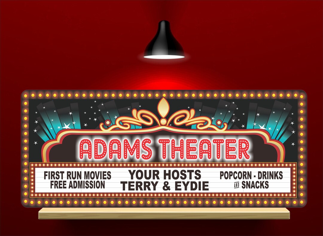 Custom Home Theater Sign With Movie Marquee Lights Effect, Movie Theater Decor, Personalized ...