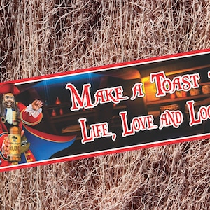 Pirate Bar Sign – Make a Toast to Life Love and Loot Wall Art, Nautical Bar Decor for Home or Tiki Lounge