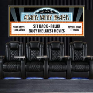 Custom Home Theater Marquee Sign – Personalized Retro Cinema Wall Art for Movie Room Decor