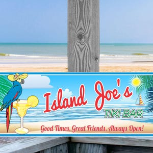 Personalized Tiki Bar Sign – Tropical Parrot Home Bar Decor