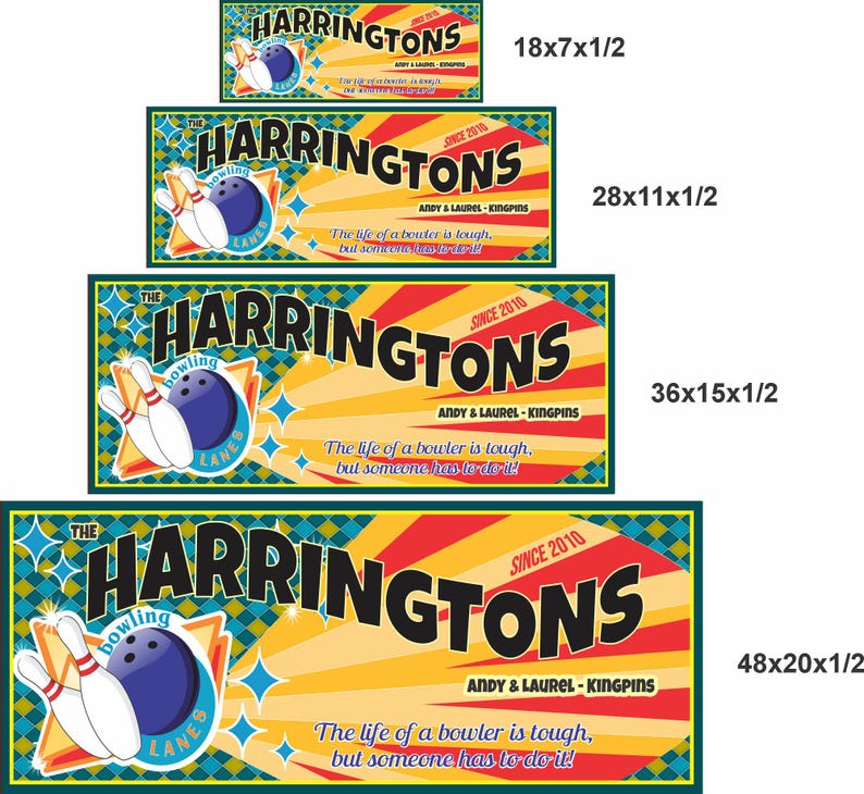 Sign shown in all four size options for easy reference