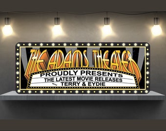 Custom Movie Theater Decor | Personalized Theatre Signs | Game Room Wall Art | Movie Room Decor | Movie Artwork | Cinema Signs 18"x7"