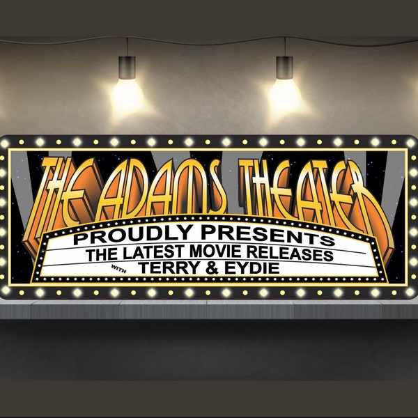 Custom Movie Theater Decor | Personalized Theatre Signs | Game Room Wall Art | Movie Room Decor | Movie Artwork | Cinema Signs 18"x7"