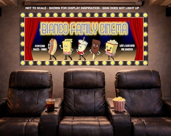 Personalized Home Theater Sign: Retro Cinema Snack Wall Art