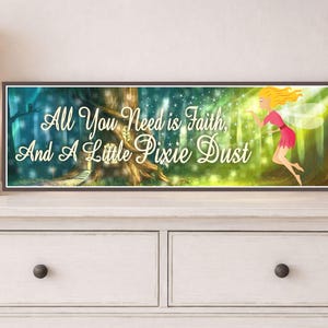 fairy themed inspirational sign styled in a child’s room with soft lighting and whimsical decor accents