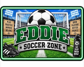 Personalized Soccer Sign: Custom Kids Room Door Sign