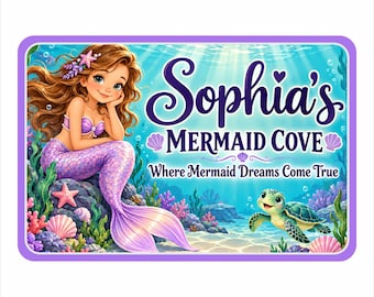 Personalized Mermaid Room Sign: Custom Name Decor for Kids Bedroom or Nursery