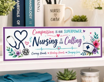 Nurse Sign: Stethoscope Heart Decor, Nursing Calling Plaque, Healthcare Gift