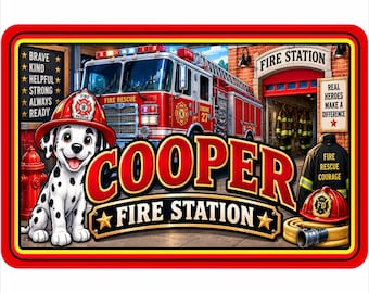 Personalized Firefighter Sign: Custom Kids Room Door Sign