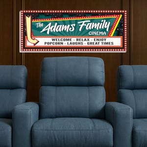 Personalized Home Theater Sign: Vintage Marquee Cinema Wall Art