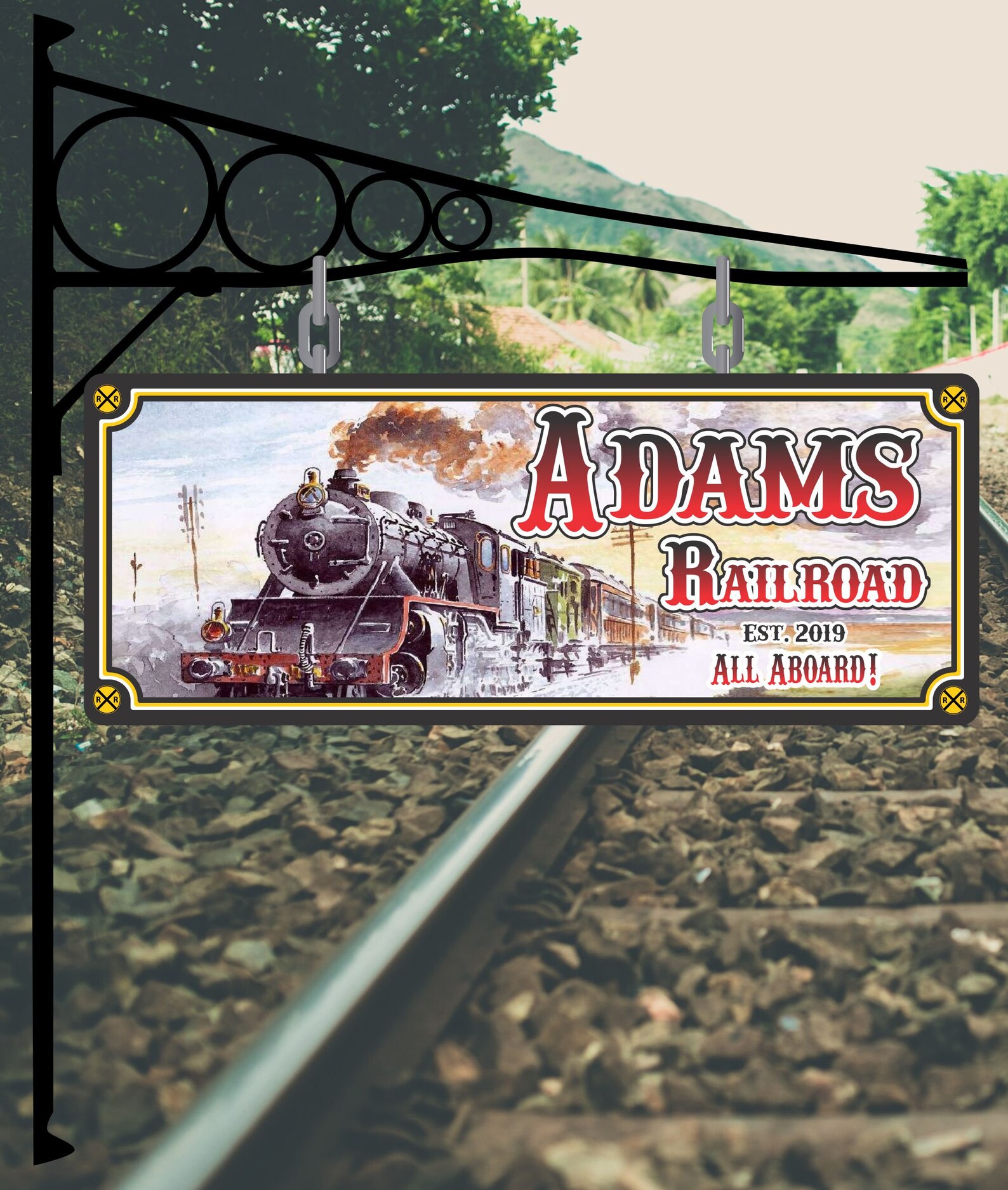 Railroad Sign Decor With Your Custom Name Vintage Inspired Etsy