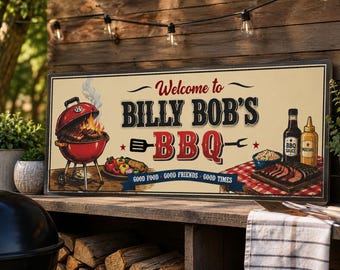 Letrero personalizado para barbacoa: Decoración de pared personalizada para maestros parrilleros