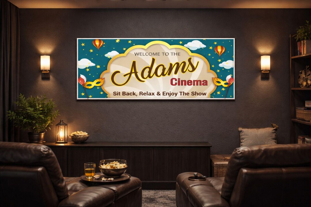 Personalized Home Cinema Sign: Retro Movie Theater Decor, Custom Family ...