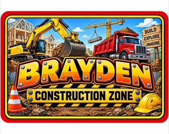 Personalized Construction Sign: Custom Kids Room Door Sign