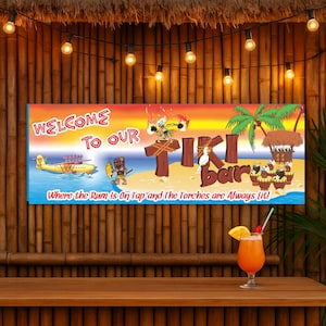 Welcome to Our Tiki Bar Sign – Tropical Luau Party Decor