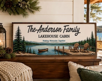 Letrero personalizado para cabaña junto al lago: Decoración personalizada para familias junto al lago