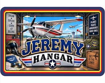 Personalized Airplane Sign: Custom Kids Room Door Sign