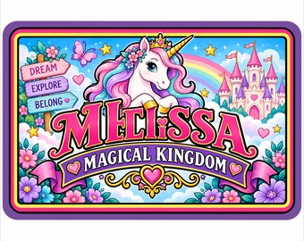 Personalized Unicorn Sign: Custom Kids Room Door Sign