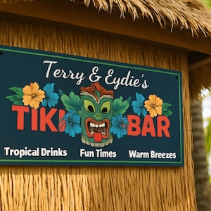 Personalized Tiki Bar Sign: Tropical Luau Decor, Custom Island Name
