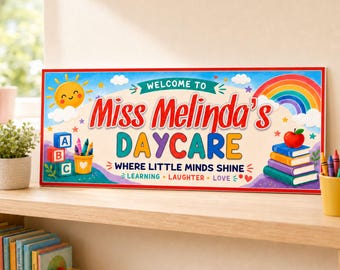 Personalized Daycare Sign: Custom Preschool Classroom Decor for Childcare Providers