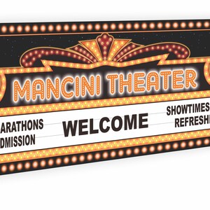 Personalized Movie Marquee Home Theater Sign Flashbulb Effect Home Cinema Sign for Family Movie ...