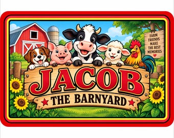 Personalized Farm Animal Sign: Custom Kids Room Door Sign