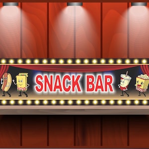 Custom Home Theater Sign | Movie Theater Decor | Personalized Movie Theatre Sign, Movie Room Decor Snacks, Cinema Signs, Snack Bar 36"x6"