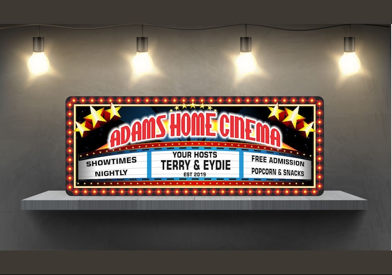 Custom Home Theater Sign Personalized Movie Theatre Sign Etsy