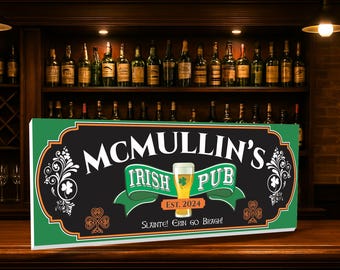 Personalized Irish Pub Sign: Home Bar Wall Art, Custom Pub Decor