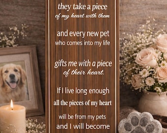 Pet Loss Memorial Sign: Pet Remembrance Poem Plaque Gift for Dog or Cat Lover