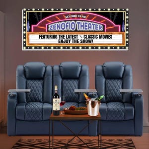 Personalized Home Theater Sign – Custom Marquee Movie Night Wall Art