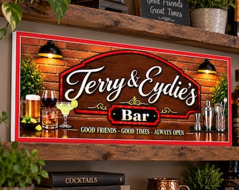 Personalized Home Bar Sign: Custom Family Name, Man Cave Decor, Housewarming Gift