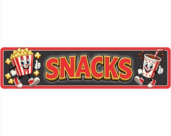 Snacks Sign: Home Theater Decor, Movie Room Concession Bar, Popcorn Gift