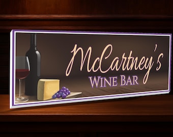 Personalized Wine Bar Sign: Home Bar Decor, Veteran Made