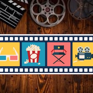 Home Movie Theater Sign: Film Strip Decor, Cinema Icons