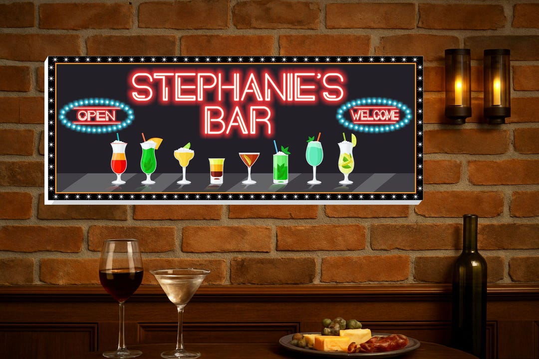 Personalized Neon-style Bar Sign – Retro Cocktail Lounge Decor - Etsy