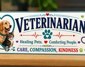 Veterinarian Gift Sign: Healing Pets Comforting People 16x5 Veterinary Office Decor Made in USA