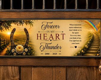 Personalized Horse Memorial Sign: Custom Rainbow Bridge Plaque for Horse Stall Gift Pet Loss