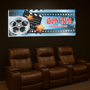 Personalized Home Theater Sign – Custom Movie Room Wall Art, Cinema Decor with Name for Media Room or Man Cave