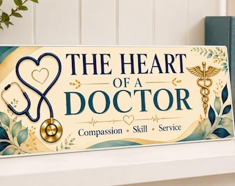 Doctor Sign: Medical Office Wall Art, Stethoscope Heart Decor, Healthcare Appreciation Plaque