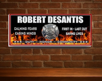Personalized Firefighter Wall Sign: Custom Maltese Cross, Hero Tribute