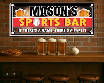 Personalized Sports Bar Sign – Custom Game Room Wall Decor